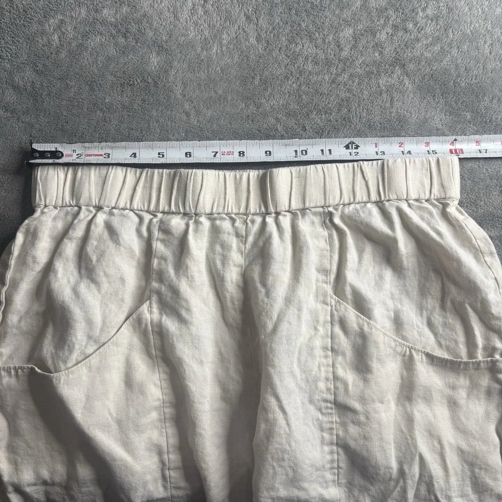 Quince 100% European Linen Wide Leg Loose Pants Flax/Beige Elastic *Large*